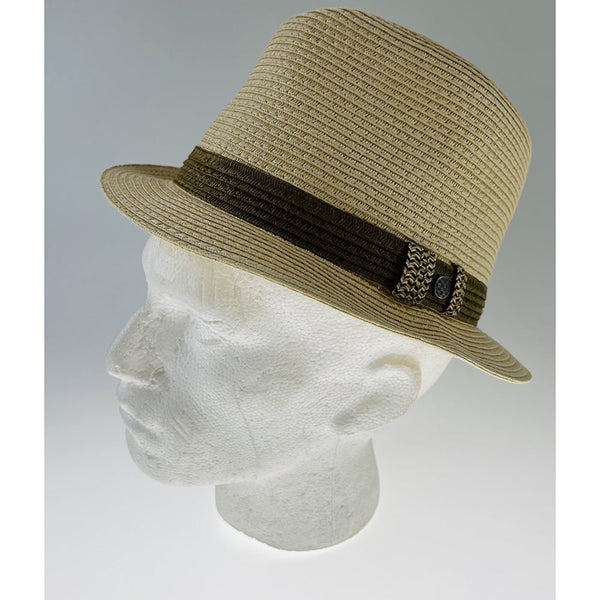 Dents Mens Straw Hat Toyo Trilby Fedora Summer Sun Stingy Brim Natural/Brown S/M Hats