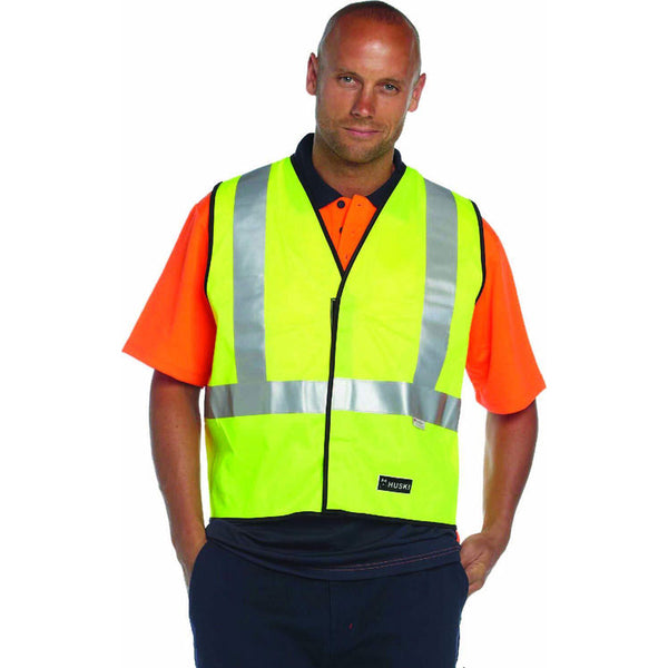 Huski Hi Vis Patrol Vest 3M Reflective Tape Safety Workwear High Visibility Yellow L Coats Jackets & Vests