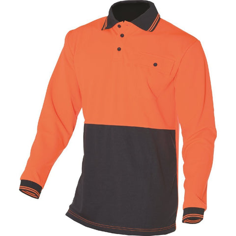 Huski Hi Vis Polo Shirt Long Sleeve Safety High Visibility Workwear Driver Ppe Orange 3Xl Casual Shirts