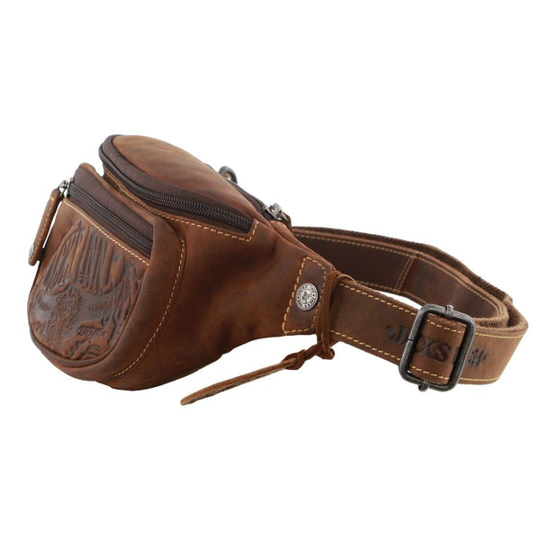 Jack's Inn Mudslide Brown Crazy Horse Leather Bumbag Waist Belt Bag Pouch Cognac Bags
