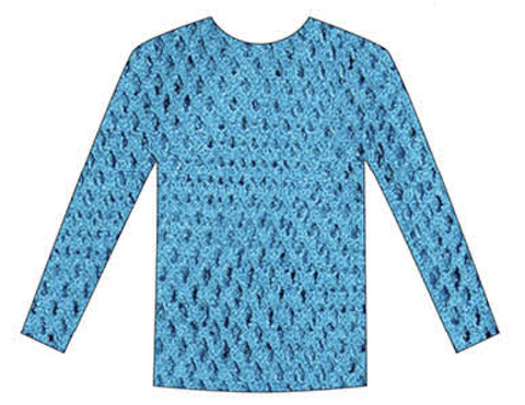 Br Apparel Long Sleeve Fishnet Top Blouse Shirt Tee Costume Party See Through Blue Tops