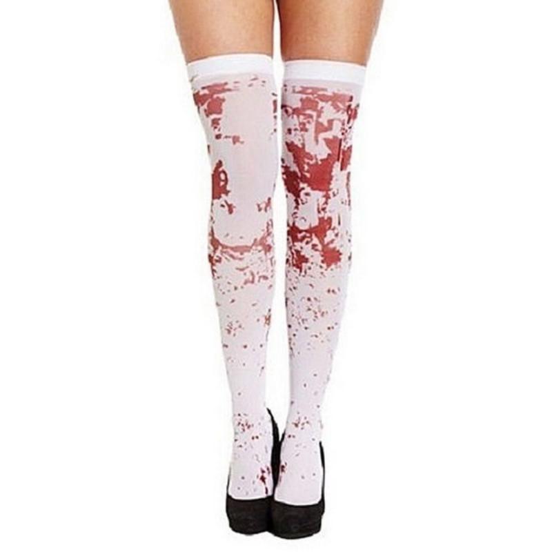 Br Costumes Over The Knee Socks Fake Red Blood Stained Bloody Halloween White Horror Unisex Costumes