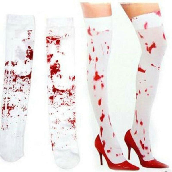 Br Costumes Over The Knee Socks Fake Red Blood Stained Bloody Halloween White Horror Unisex Costumes