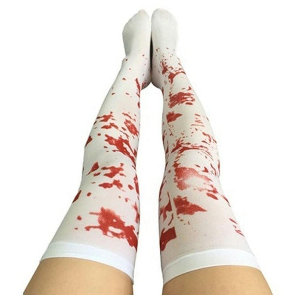 Br Costumes Over The Knee Socks Fake Red Blood Stained Bloody Halloween White Horror Unisex Costumes