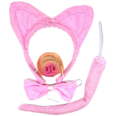 Br Costumes 4Pcs Piggy Set Party Accessories Animal Headband Bow Tie Nose Halloween Unisex Costumes
