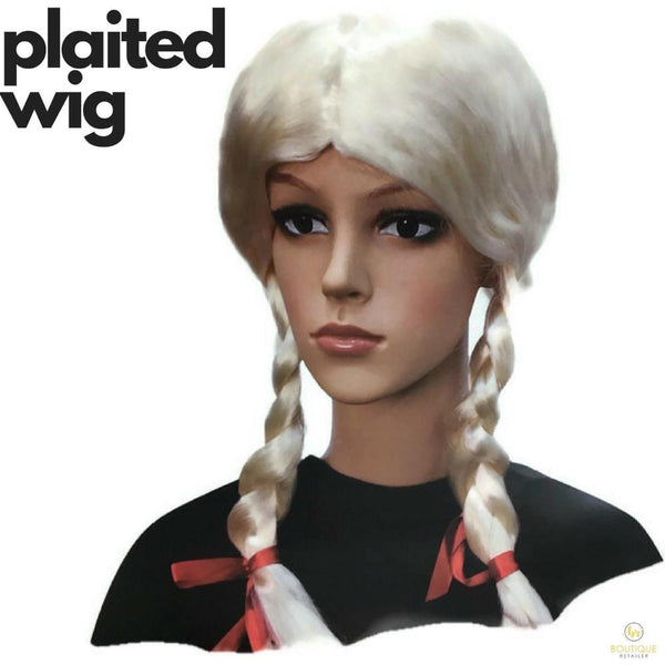 Br Costumes Plaited Wig Braided Party Hair Schoolgirl Dress Up Blonde Wigs Facial Hair
