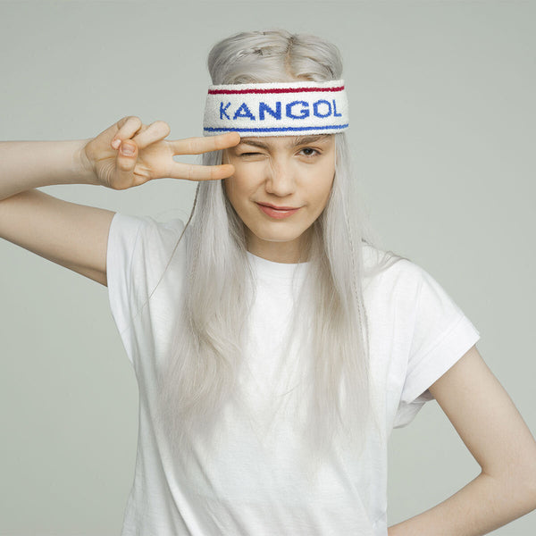 Kangol Bermuda Stripe Headband Stretch Sweatband White Ciano Headbands