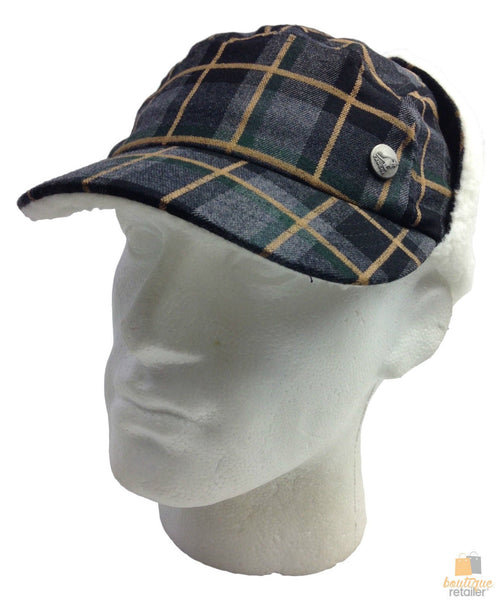 Kangol Plaid Supre Ushanka Sherpa Chullo Lined Hat Warm Winter Ear Trapper Flying Army Green/Black/Red L/Xl Hats
