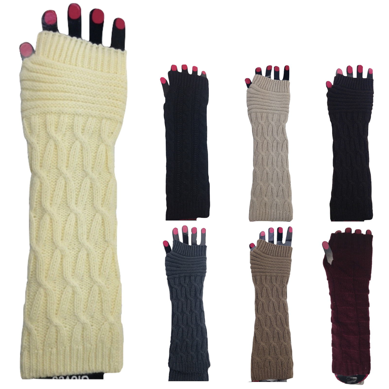 Br Apparel Arm Warmers Knitted Long Fingerless Gloves Winter Mitten Cover Womens Party Assorted Gloves & Mittens
