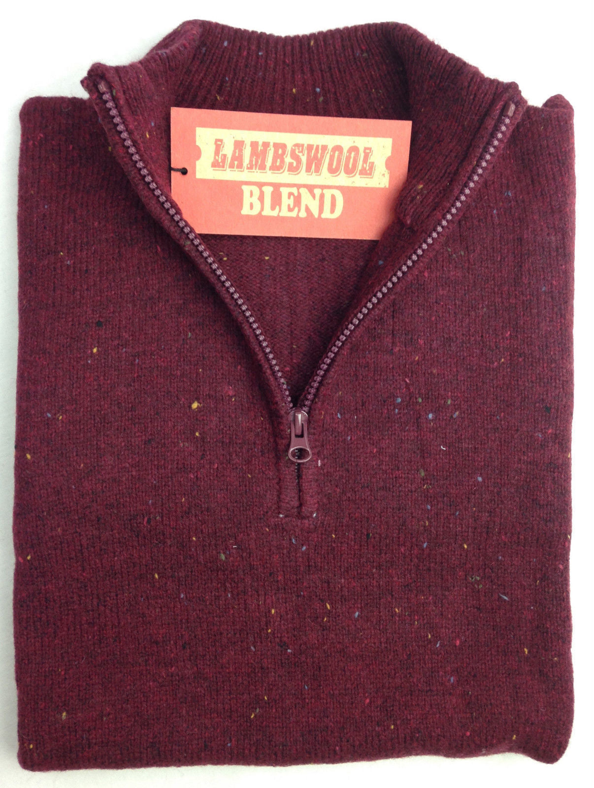 Br Apparel Lambswool Knit Jumper Pullover Mens Sweater Knitted Half Zip Deep Red Size Jumpers
