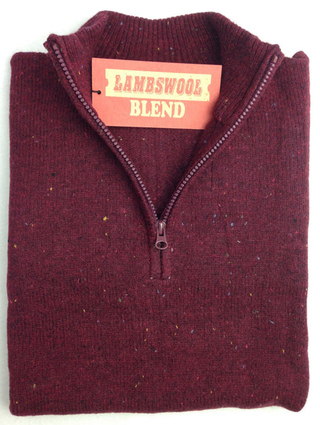 Br Apparel Lambswool Knit Jumper Pullover Mens Sweater Knitted Half Zip Deep Red Size Jumpers