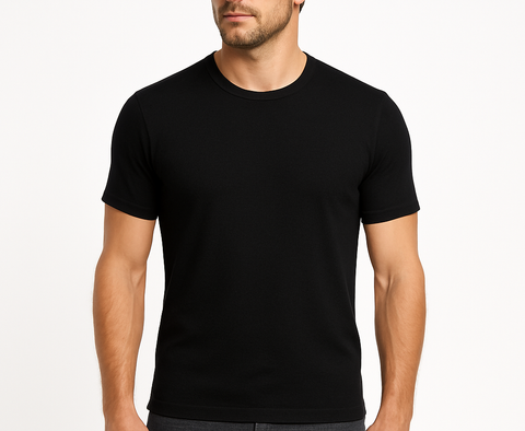 Mens 100% Pure Merino Wool Crew Neck Short Sleeve Top Shirt Thermal Underwear Black Medium (95Cm) T Shirts