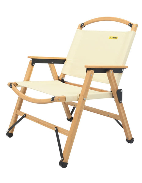 Bamboo Canvas Foldable Outdoor Camping Chair Wooden Travel Picnic Park Khaki/Beige Camping Chairs