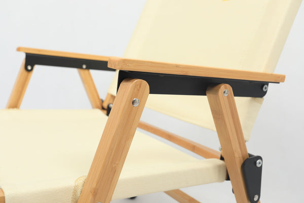 Bamboo Canvas Foldable Outdoor Camping Chair Wooden Travel Picnic Park Khaki/Beige Camping Chairs