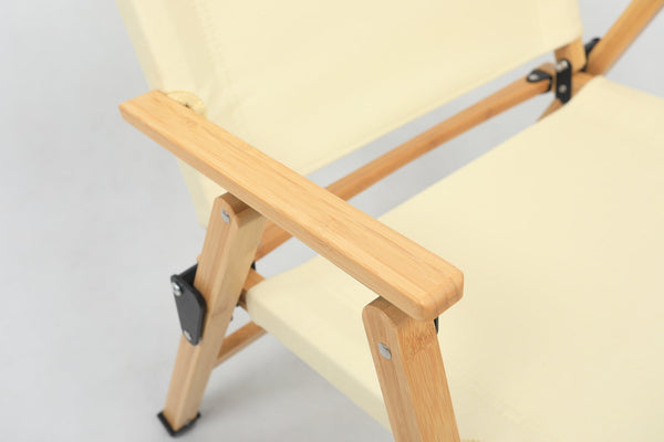 Bamboo Canvas Foldable Outdoor Camping Chair Wooden Travel Picnic Park Khaki/Beige Camping Chairs