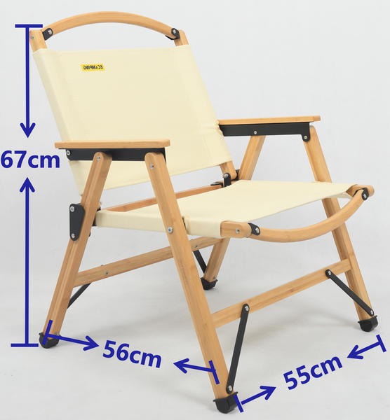 Bamboo Canvas Foldable Outdoor Camping Chair Wooden Travel Picnic Park Khaki/Beige Camping Chairs