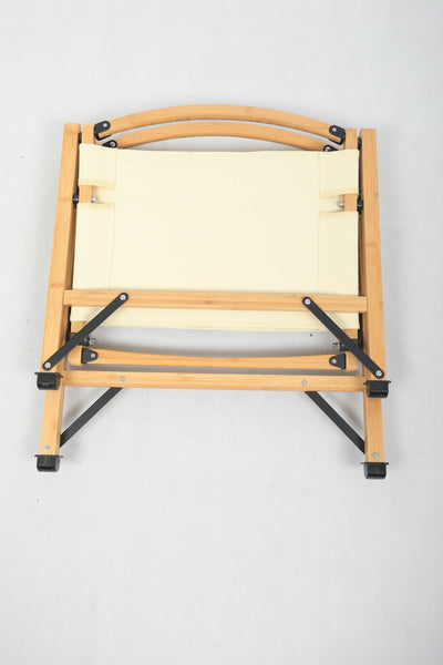 Bamboo Canvas Foldable Outdoor Camping Chair Wooden Travel Picnic Park Khaki/Beige Camping Chairs
