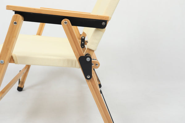 Bamboo Canvas Foldable Outdoor Camping Chair Wooden Travel Picnic Park Khaki/Beige Camping Chairs