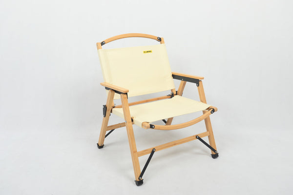 Bamboo Canvas Foldable Outdoor Camping Chair Wooden Travel Picnic Park Khaki/Beige Camping Chairs