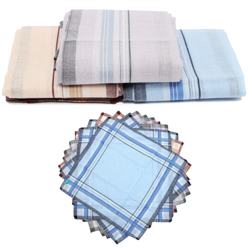 Br Apparel Mens Handkerchiefs 100% Cotton Pocket Square Hanky 5X35cm 12 Hankies Scarves