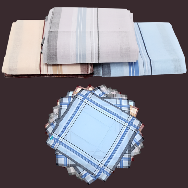 Br Apparel Mens Handkerchiefs 100% Cotton Pocket Square Hanky 5X35cm 12 Hankies Scarves