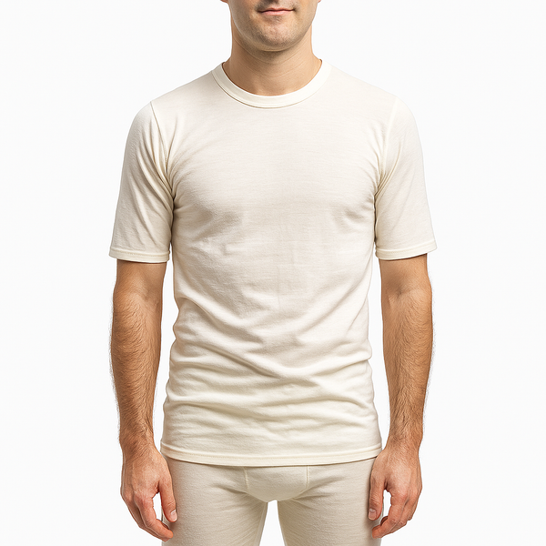 Merino Skins Crew Neck Short Sleeve T Shirt Top 100% Wool Underwear Thermals In Natural Large (101Cm) T Shirts