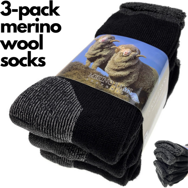 Br Apparel 3 Pairs Heavy Duty Merino Wool Work Extra Thick Cushion (Size 11 14) Socks