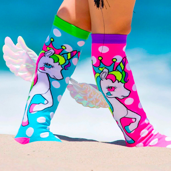 Madmia Flying Unicorn Little One Long Knee High Socks Girl's Pair Pink/Blue Baby Socks & Tights