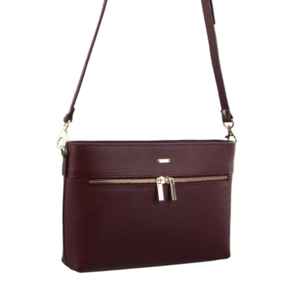 Morrissey Italian Structured Leather Cross Body Handbag Wine For Women Fashion Women's Bags & Handbags