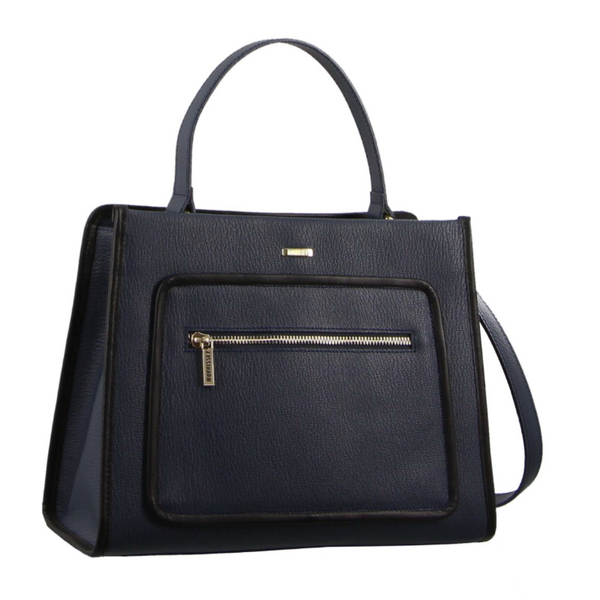 Morrissey Ladies Italian Structured Leather Tote Bag Handbag Womens Navy Women's Bags & Handbags