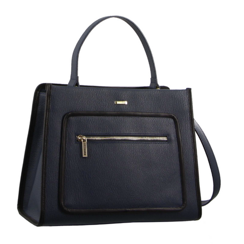 Morrissey Ladies Italian Structured Leather Tote Bag Handbag Womens Navy Women's Bags & Handbags