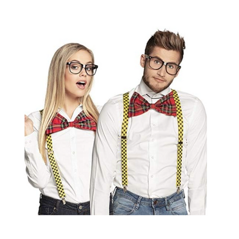 Br Costumes Nerd Kit Set Geek Glasses Fancy Dress Retro Funny Braces Bow Tie Party Unisex Costumes