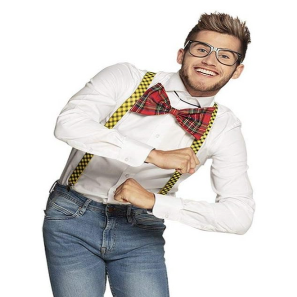 Br Costumes Nerd Kit Set Geek Glasses Fancy Dress Retro Funny Braces Bow Tie Party Unisex Costumes
