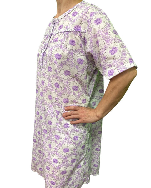 Womens 100% Cotton Short Sleeve Nightie Gown Pyjamas Pj Pajamas Lilac 22 Sleepwear