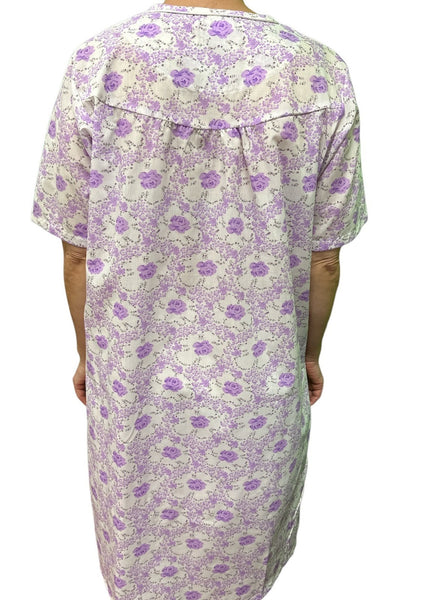 Womens 100% Cotton Short Sleeve Nightie Gown Pyjamas Pj Pajamas Lilac 22 Sleepwear