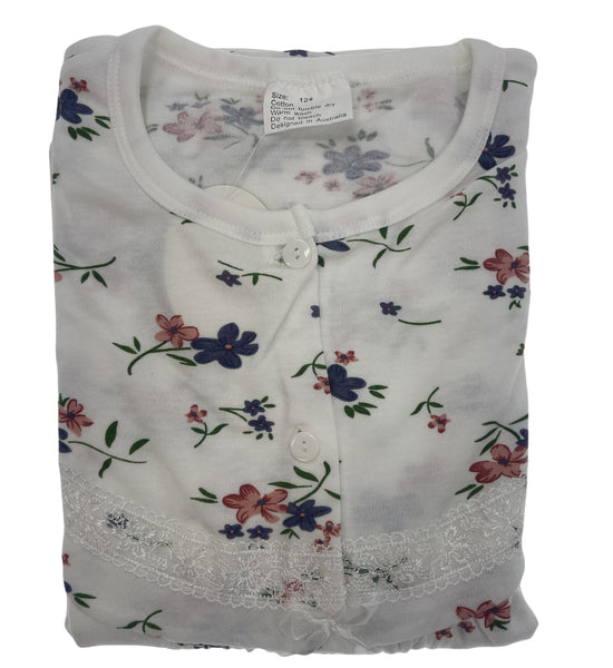 Womens Ladies Cotton Nightie Gown Slip Petticoat Pjs Dress White/Pink 16 Sleepwear