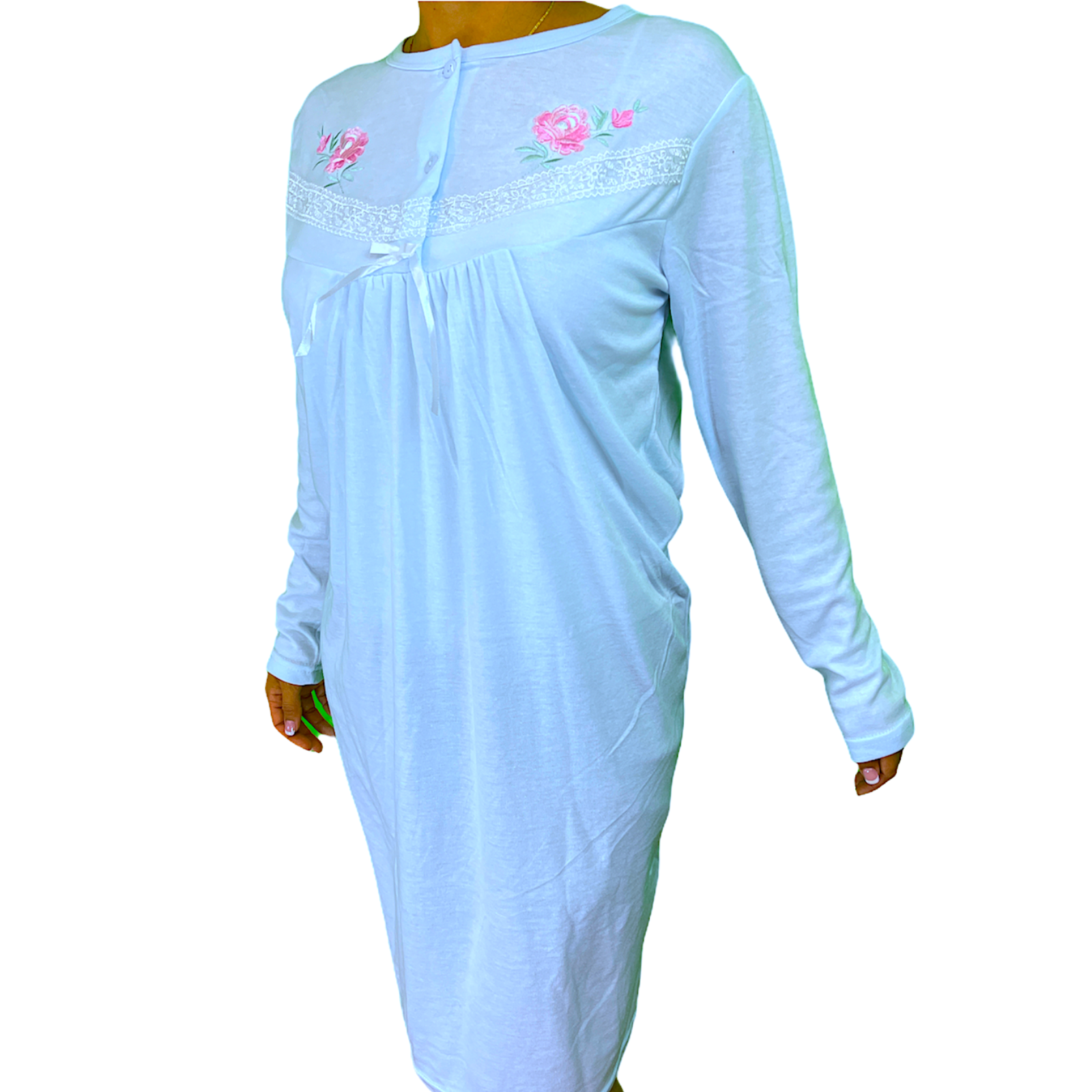 Womens Ladies Cotton Nightie Gown Pajamas Pyjamas Pj Blue 12 Sleepwear