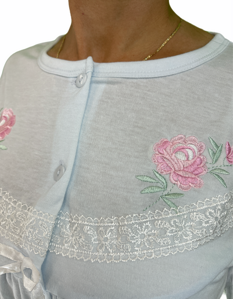 Womens Ladies Cotton Nightie Gown Pajamas Pyjamas Pj Blue 12 Sleepwear