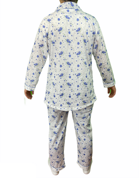 Womens Pyjamas Pjs Set Pajamas Ladies Cotton Long Sleeve Blue Sleepwear
