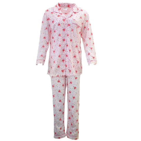 Womens Pyjamas Pjs Set Pajamas Ladies Cotton Long Sleeve Pink Sleepwear