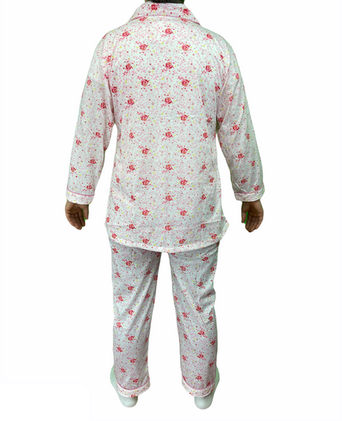 Womens Pyjamas Pjs Set Pajamas Ladies Cotton Long Sleeve Pink Sleepwear