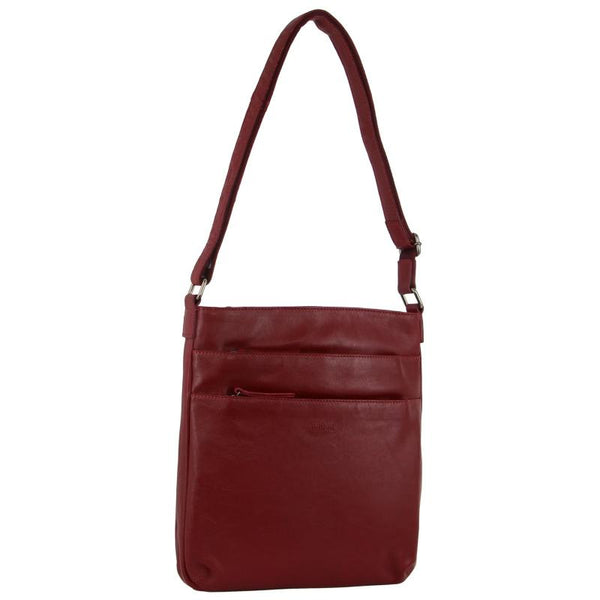 Milleni Ladies Nappa Leather Zip Closure Cross Body Bag Travel Red Women's Bags & Handbags