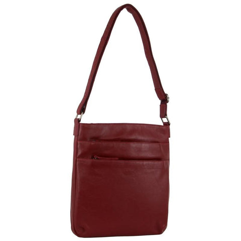 Milleni Ladies Nappa Leather Zip Closure Cross Body Bag Travel Red Women's Bags & Handbags