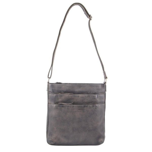 Milleni Ladies Nappa Leather Zip Closure Cross Body Bag Travel Slate Women's Bags & Handbags