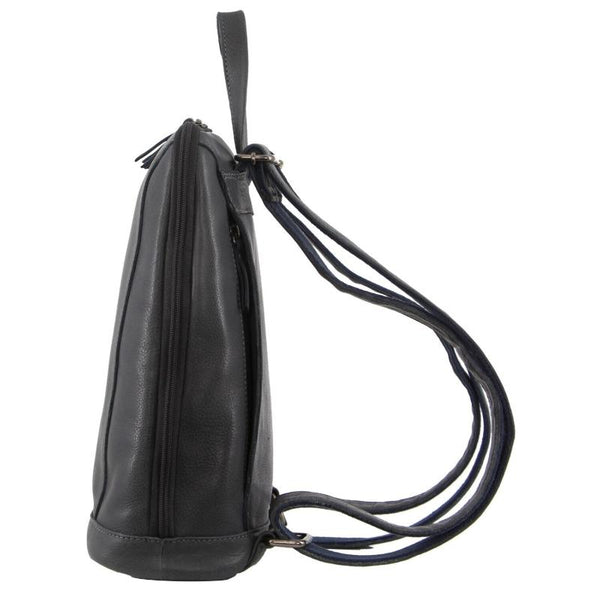 Milleni Ladies Nappa Leather Bag Twin Zip Backpack W/ Zipped Pocket Women Backpacks