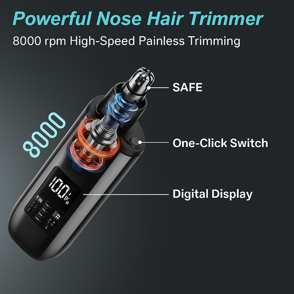 Handheld Nose Hair Trimmer Rechargeable Usb C Clipper Shaver In Black Clippers & Trimmers