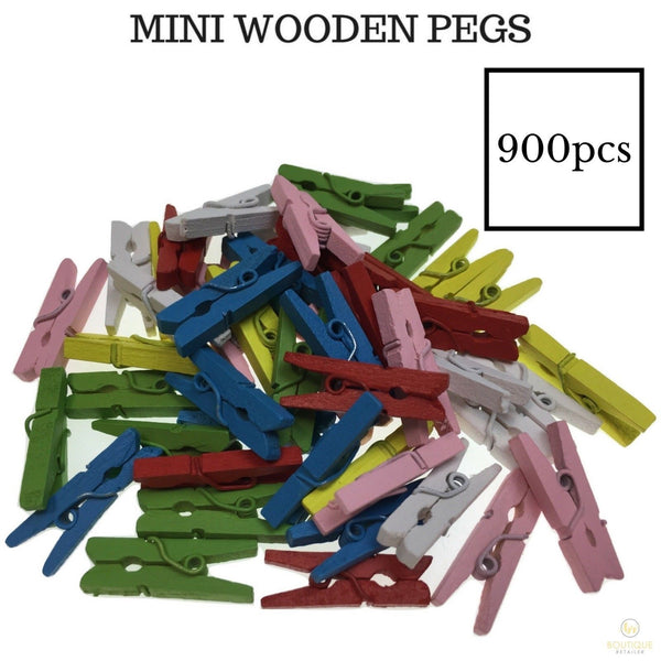 900Pcs Mini Pegs Natural Craft Little One Shower Clothes Pin Scrapbook 25Mm Scrapbooking Stickers