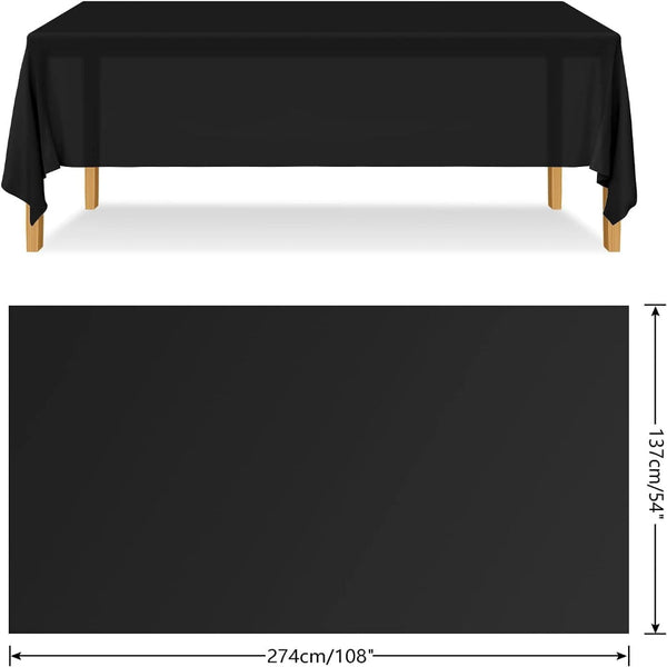 Br Party Table Cloth Cover Reusable & Washable Xmas 137Cm 274Cm (54"X108") In Black Table Cloths