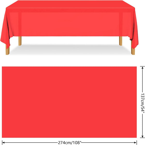 Br Party Table Cloth Cover Reusable & Washable Xmas 137Cm 274Cm (54"X108") In Red Table Cloths