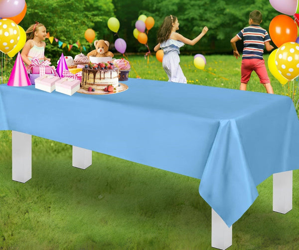 Table Cloth Cover Reusable & Washable Xmas Party 137Cm 274Cm (54"X108") In Sky Blue Table Cloths